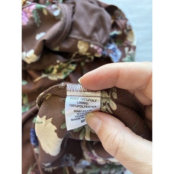 Good Luck Gem Slip Maxi Dress With Black Lace Sz M Brown Floral Y2K Dark Fairy - Picture 9 of 12